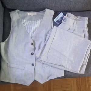 Monteau Light Gray Suit Vest and Pants Set